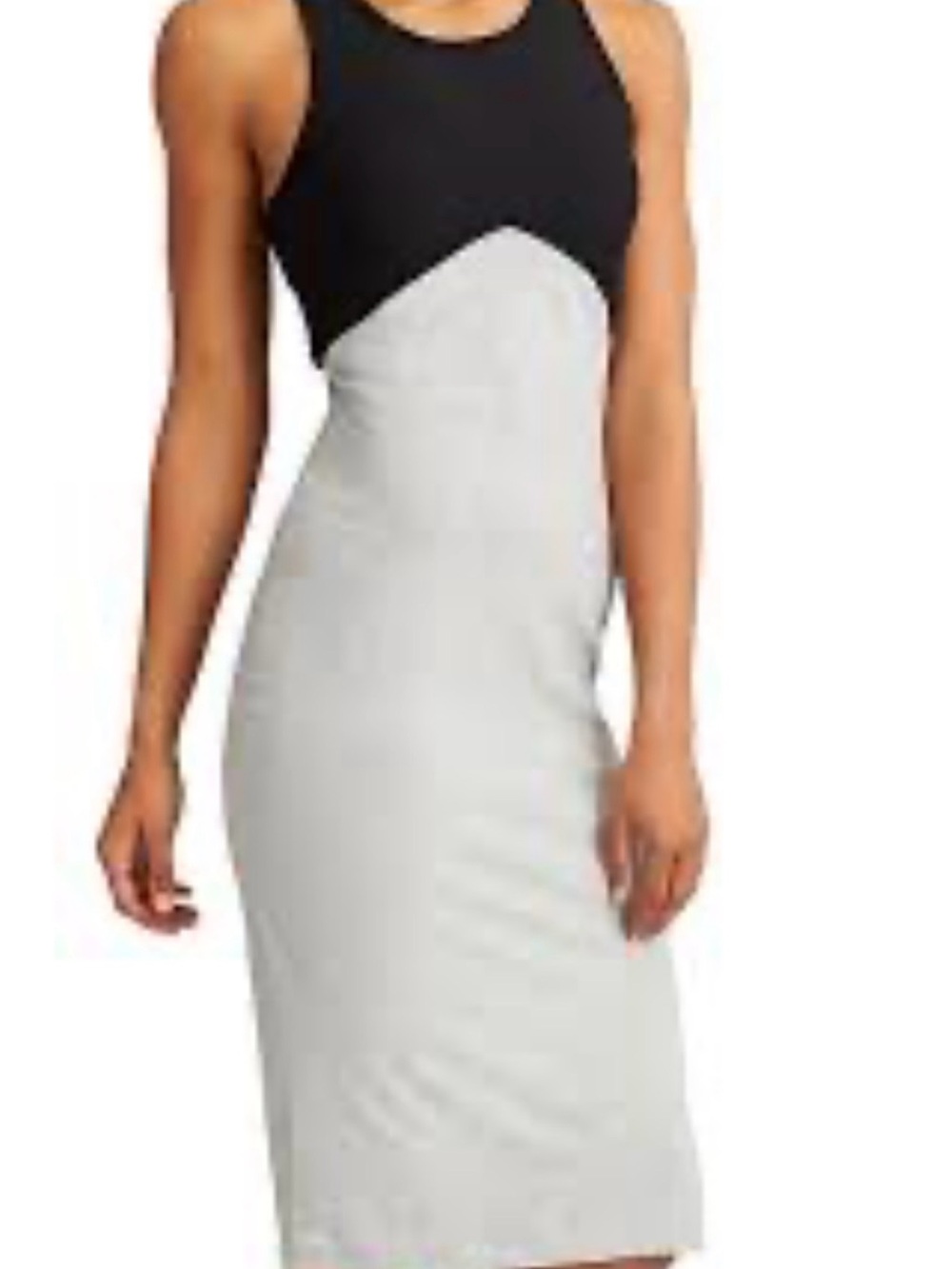 Athleta Black and Light Gray Sleeveless Fitted Dress
